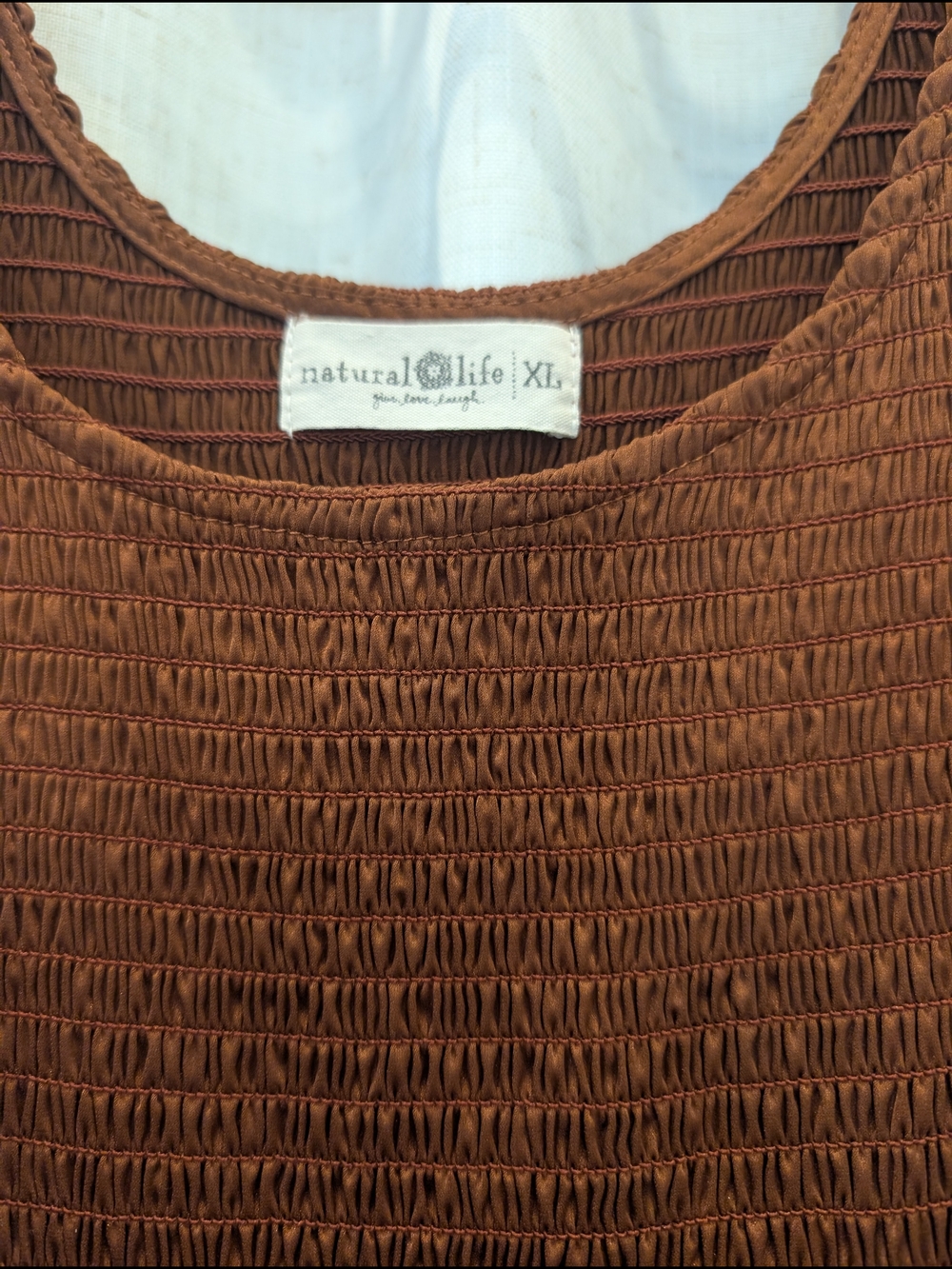 NATURAL LIFE Rust Brown Smocked Tank Top - Picture 2 of 3